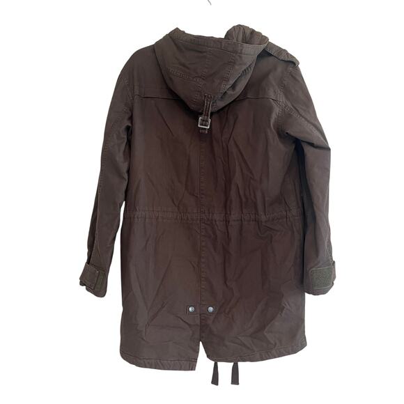 The Kooples Longline Cotton Utility Parka Coat Jacket Khaki Brown Size 2 - Picture 3 of 10